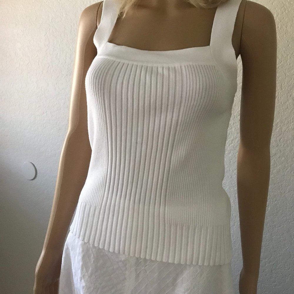 TAKEOUT white sweater knit tank top,